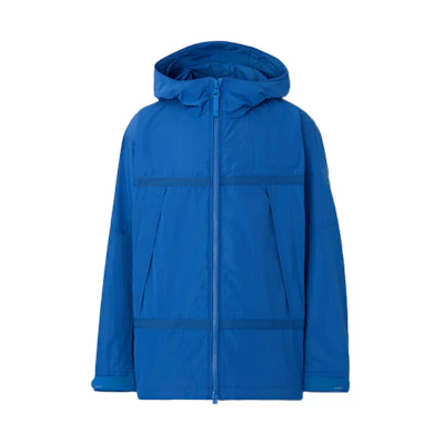 Burberry SS22 Lightweight Solid Logo Patch Hooded Jacket Blue () 80510111