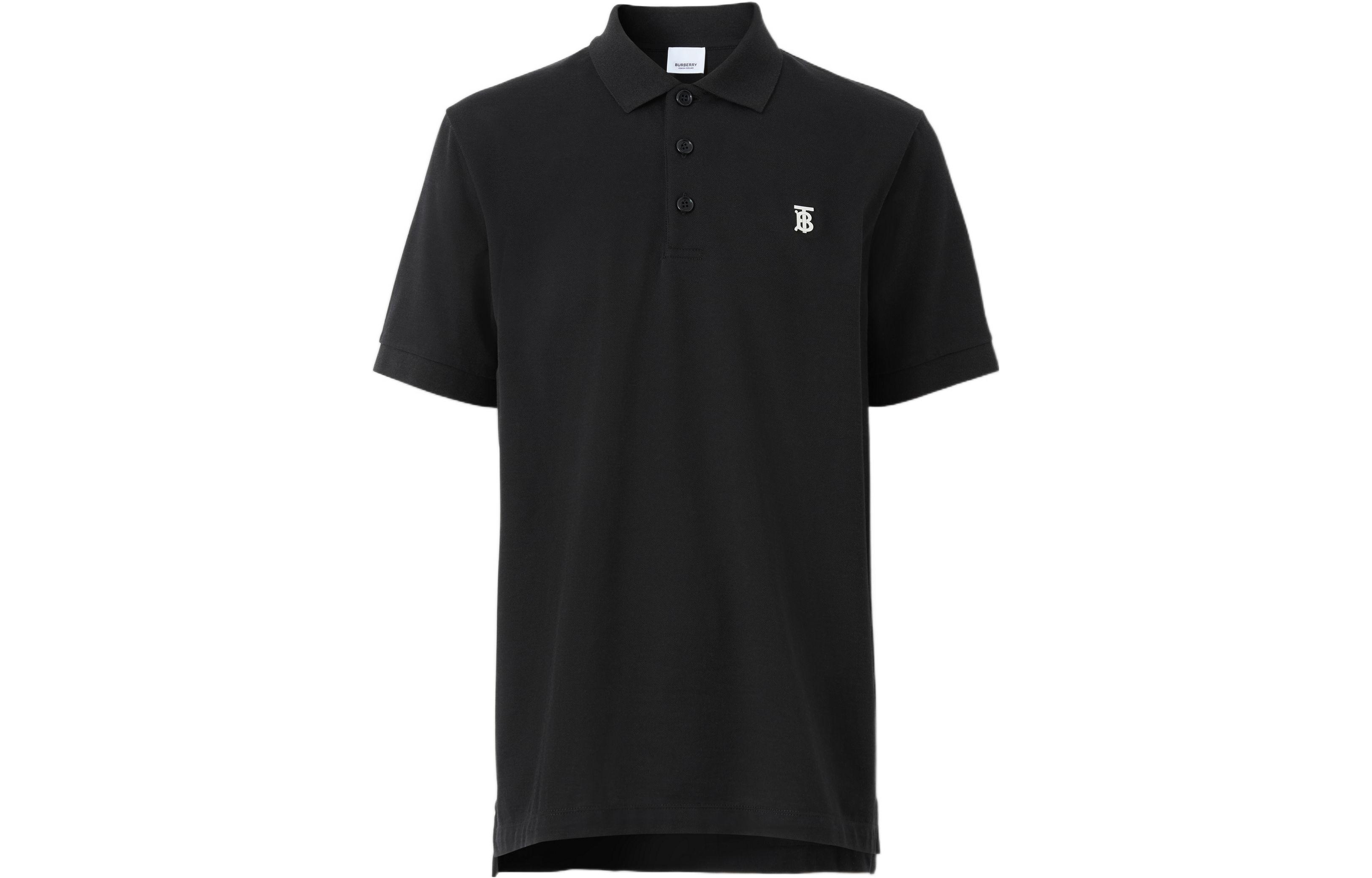 Burberry SS22 Logo Button Short Sleeve Polo Shirt  Black. 80549691