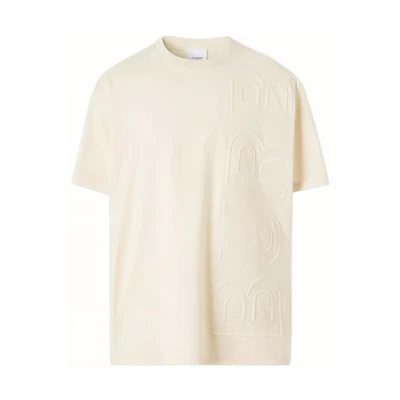 Burberry SS22 Logo Embossed Cotton Loose Fit T-Shirt Parchment Color. 80507321