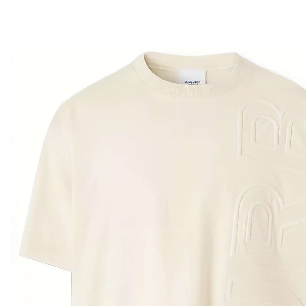 Burberry SS22 Logo Embossed Cotton Loose Fit T-Shirt  Parchment Color. 80507321 圖 5