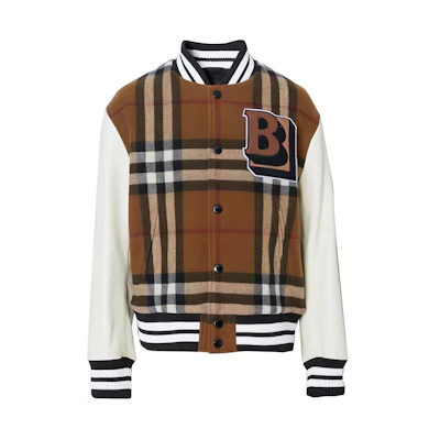 Burberry SS22 Logo Plaid Long Sleeve Jacket Brown Outerwear. 80486911