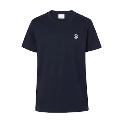 Burberry SS22 Logo Print Crew Neck Casual T-Shirt Coal Blue Tee. 80561761