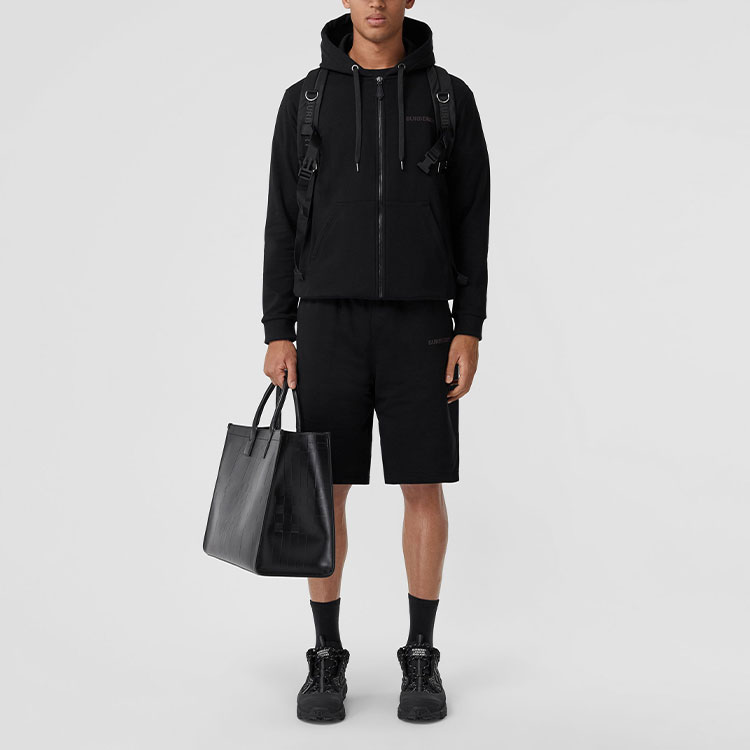 Shop 버버리 SS22 로고 스트레치 코튼 후디 블랙. 80482601