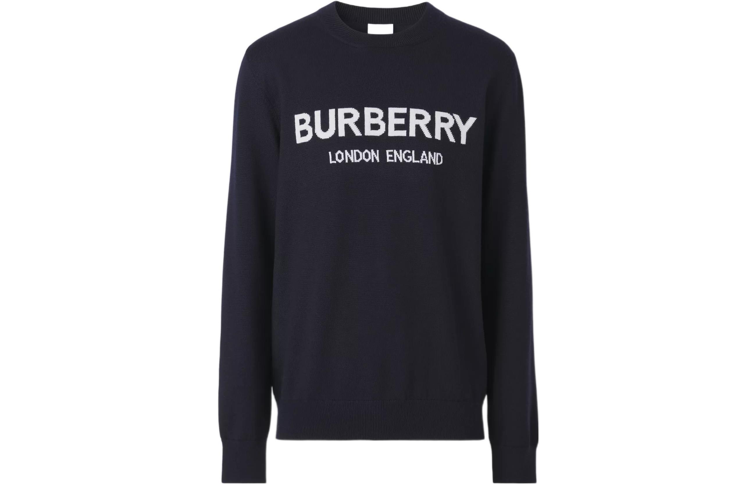 Order Burberry SS22 Logo Baju Wool Blend Knit Hitam 80511281