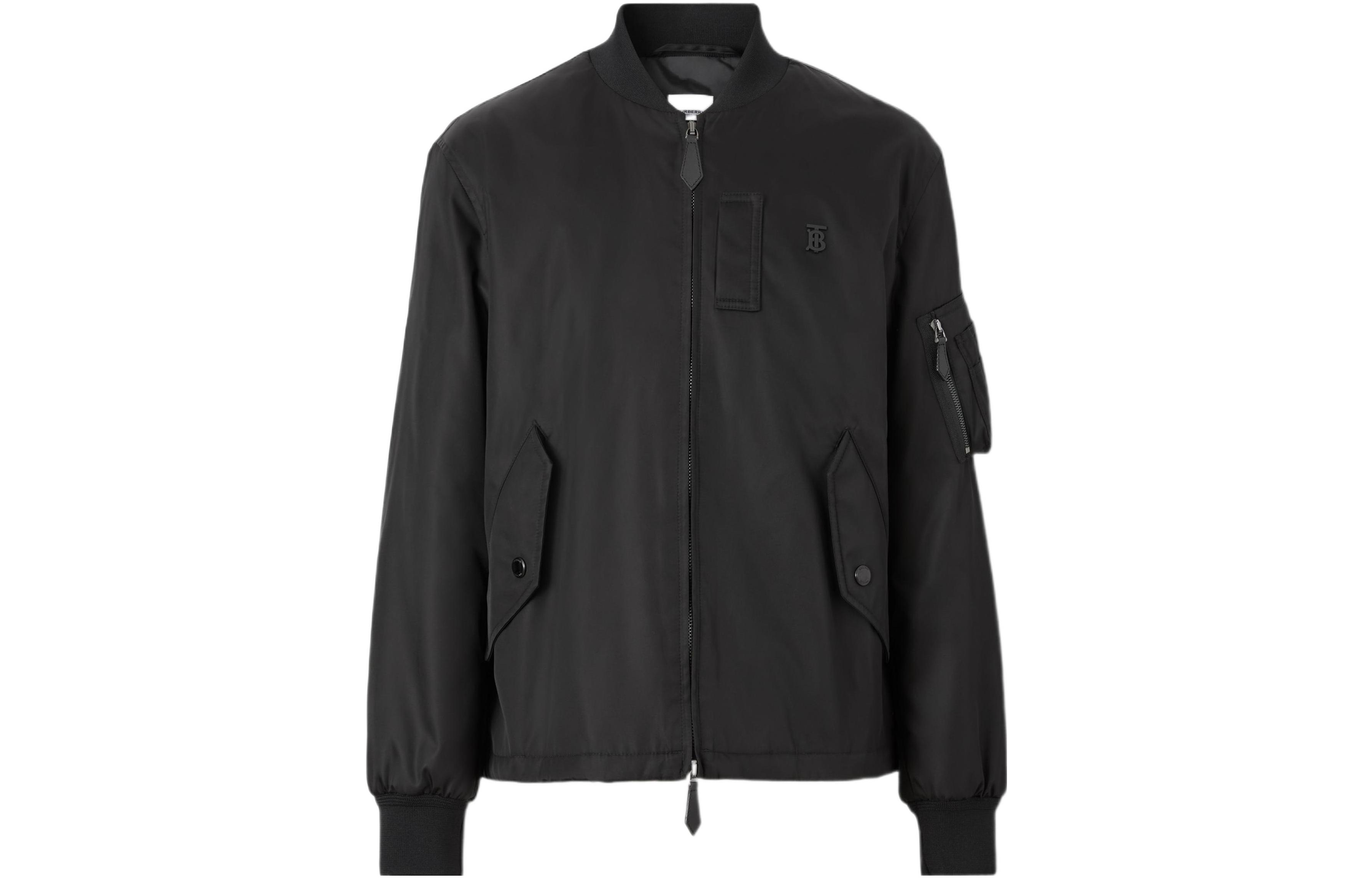 Burberry SS22 Logo Zip-Up Jacket Black Long Sleeve Outerwear 80521481