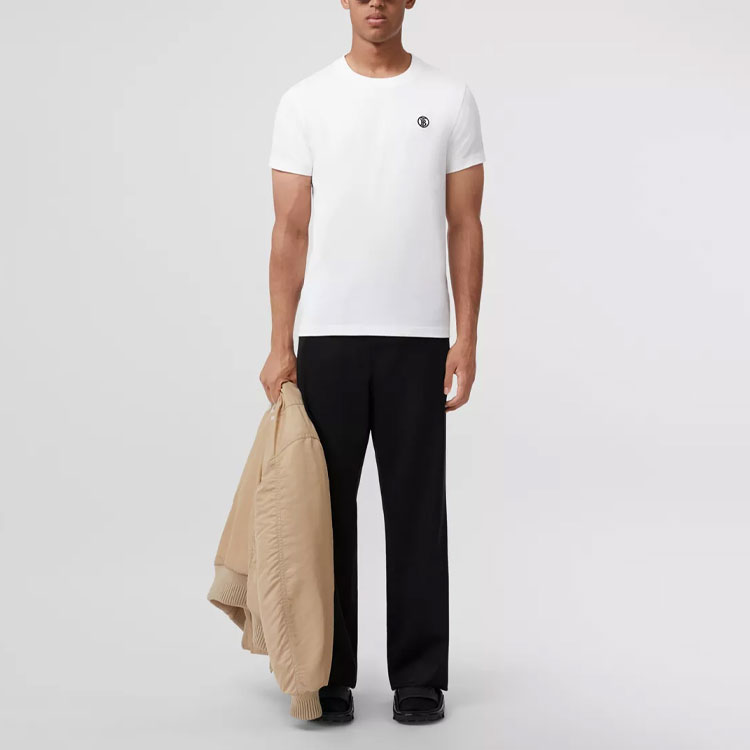 Shop Burberry SS22 Monogram Cotton Short Sleeve T-Shirt  White 80534221