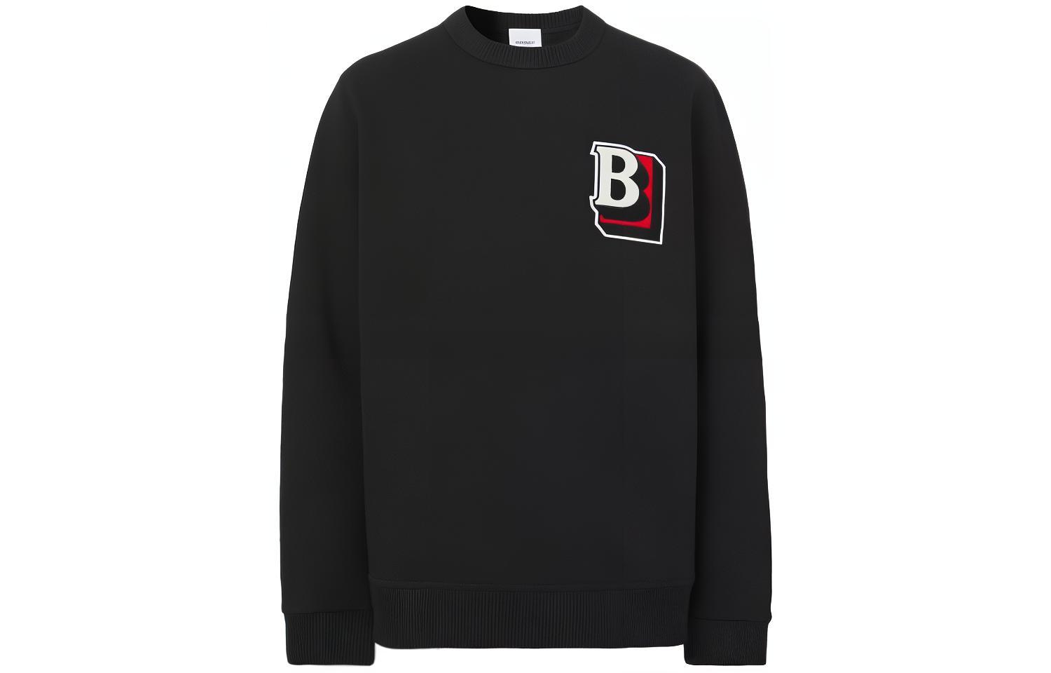 Burberry SS22 Monogram Knit Crewneck Pullover Long Sleeve Sweatshirt Black Men. 80480111