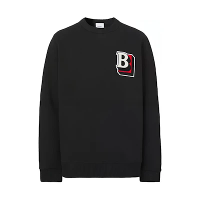 Burberry SS22 Monogram Knit Crewneck Pullover Long Sleeve Sweatshirt Black Men. 80480111