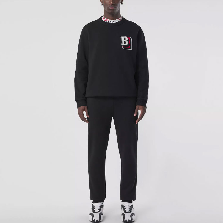 Shop バーバリー SS22 モノグラム ニット クルーネック 長袖 スウェットシャツ ブラック メンズ 80480111