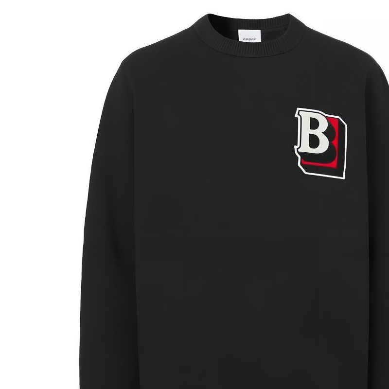 Sizing バーバリー SS22 モノグラム ニット クルーネック 長袖 スウェットシャツ ブラック メンズ 80480111