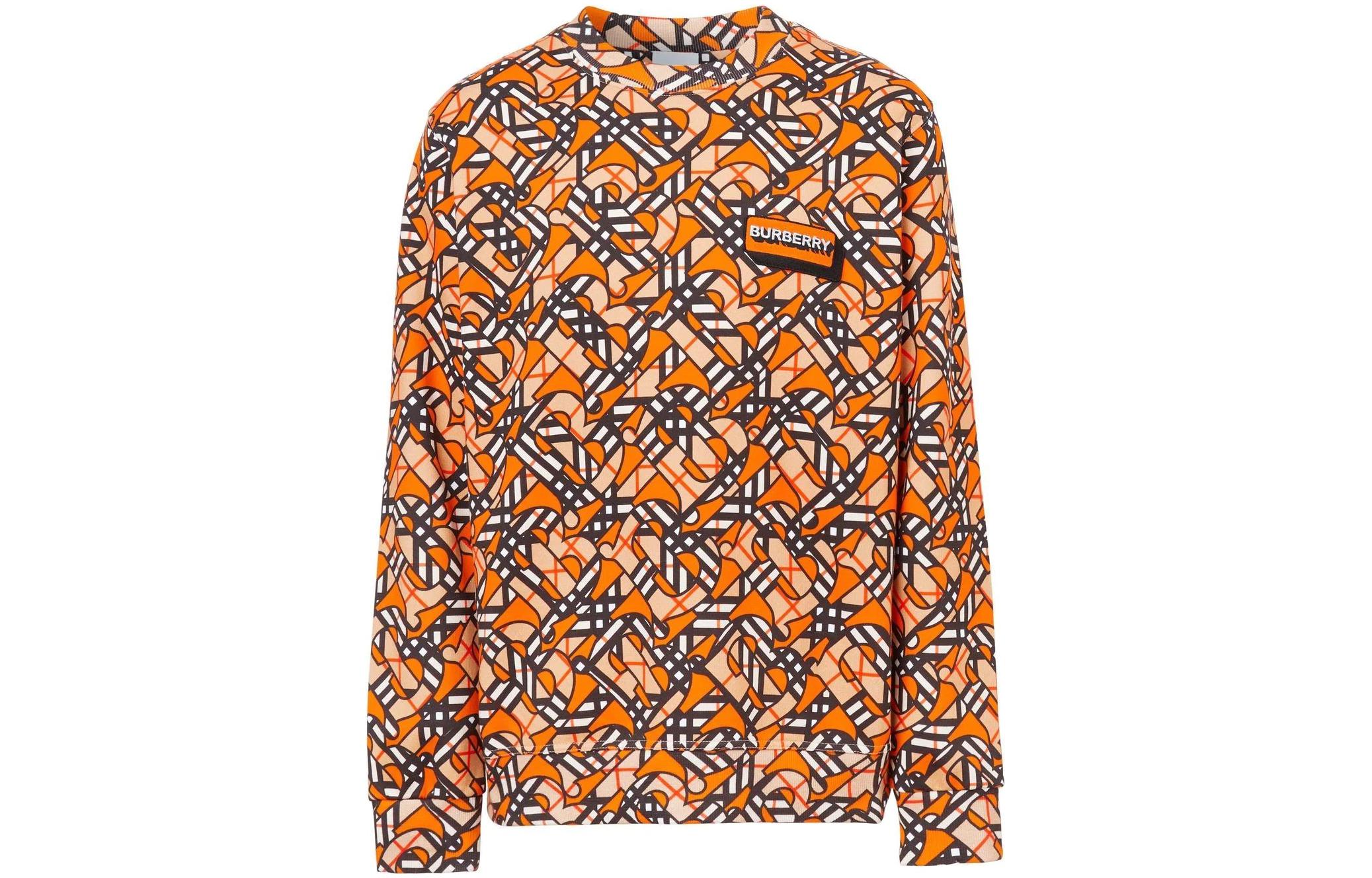 Burberry SS22 Monogram Logo Print Crewneck Sweatshirt Orange () 80572531