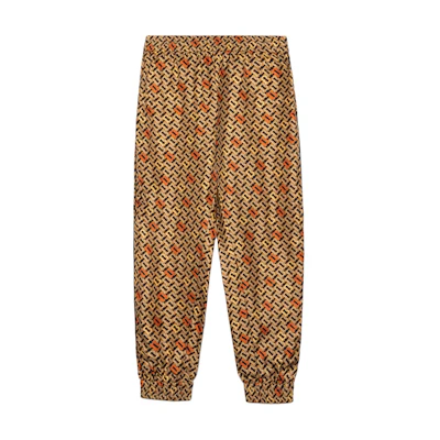 Burberry SS22 Monogram Print Knit Joggers Brown Casual Pants. 80513241