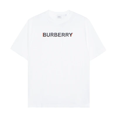Burberry SS22 Oversized Logo Print White Short Sleeve T-Shirt for Men. 80530091