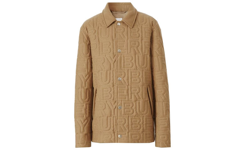 Burberry SS22 Quilted Logo Collar Long Sleeve Jacket Brown () 80477931