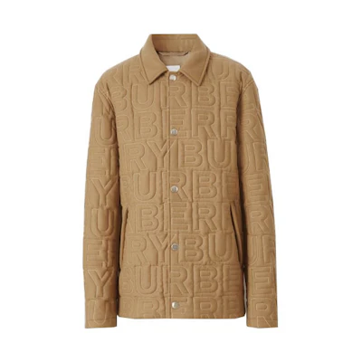 Burberry SS22 Quilted Logo Collar Long Sleeve Jacket Brown () 80477931