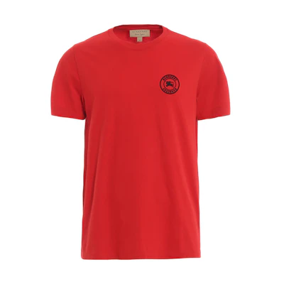 Burberry SS22 Red Casual Equestrian Logo Crewneck Short Sleeve T-Shirt Men 80078151