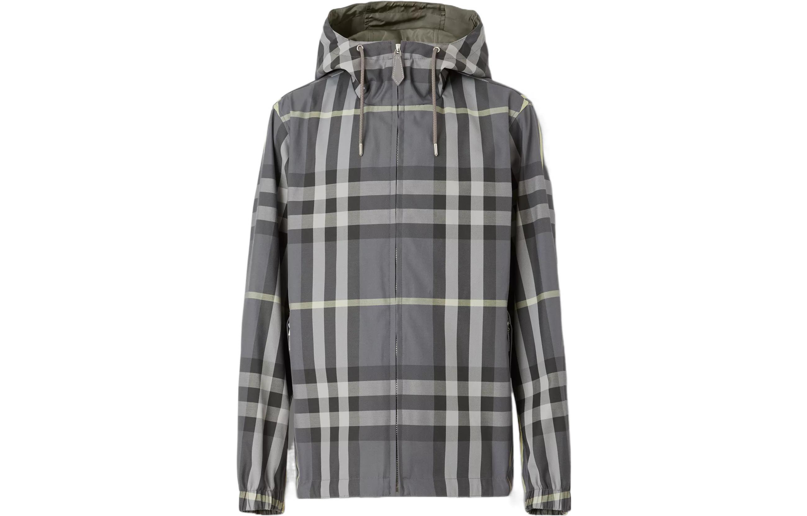 Burberry SS22 Reversible Check Hooded Jacket Seal Gray - Loose Fit 80512411