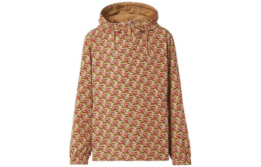 Burberry SS22 Reversible Tiger Print Hoodie Jacket - Honey Beige 80512871