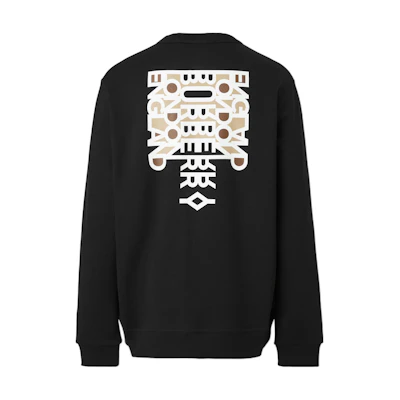Burberry SS22 Slogan Print Cotton Crewneck Pullover Sweatshirt Black 80514641