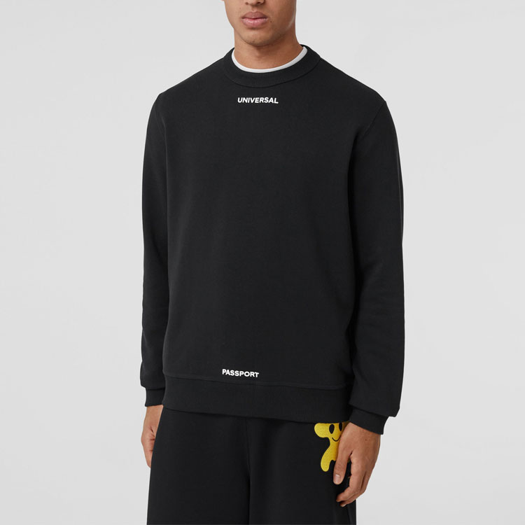 Purchase Burberry SS22 標語印花棉質圓領套頭衫黑色 80514641