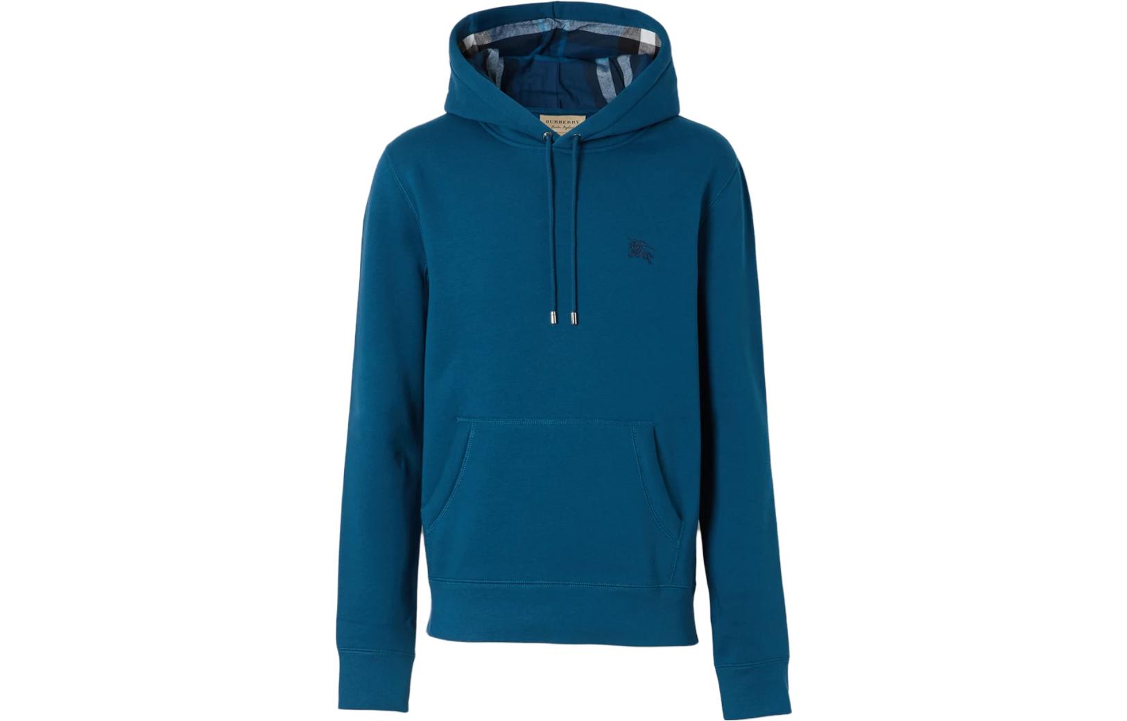 Burberry SS22 Solid Logo Print Drawstring Hoodie Men’s Mineral Blue. 80389081
