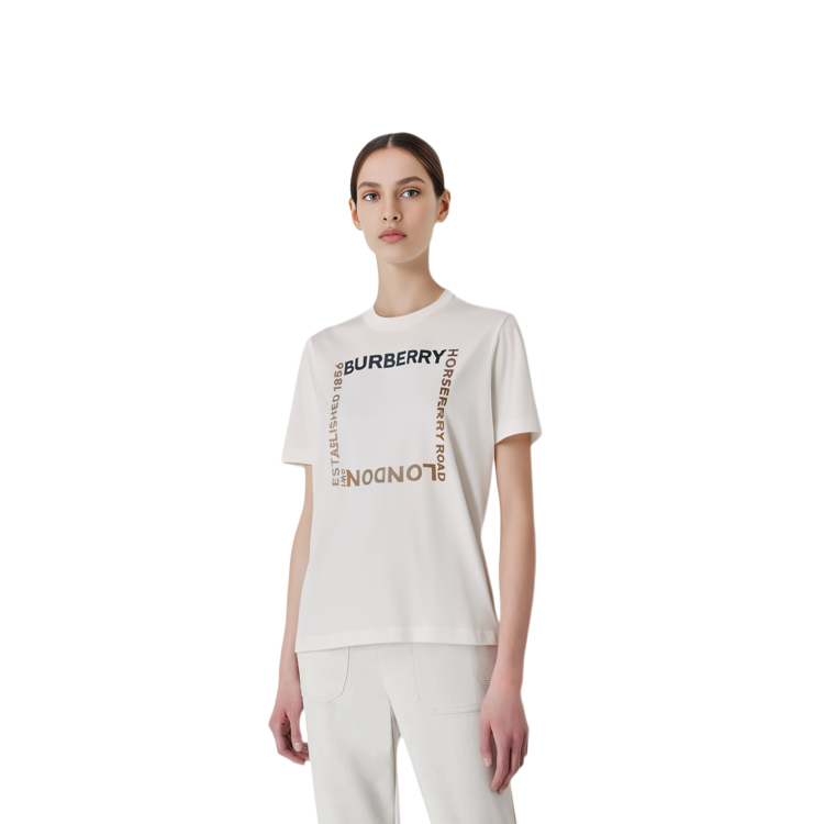 Burberry SS22 Square Print Cotton Short Sleeve Unisex T-Shirt White. 80644731 圖 3