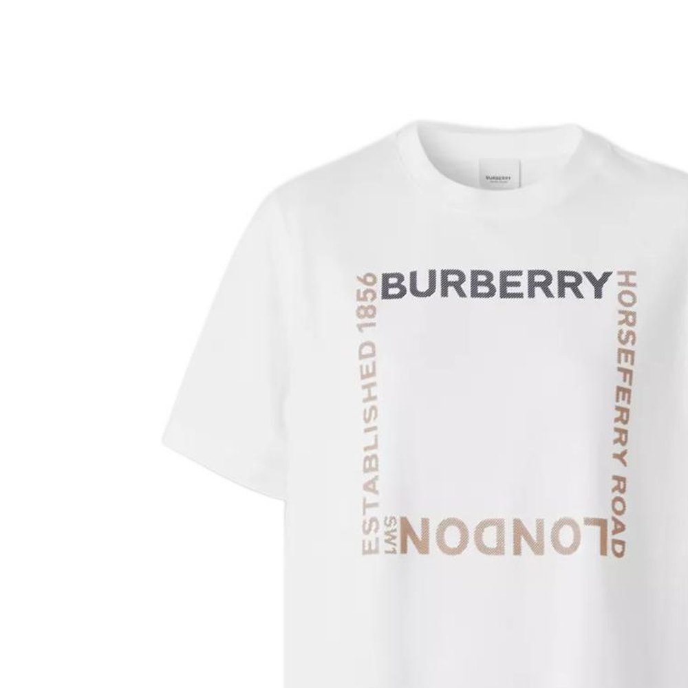 Burberry SS22 Square Print Cotton Short Sleeve Unisex T-Shirt White. 80644731 圖 5
