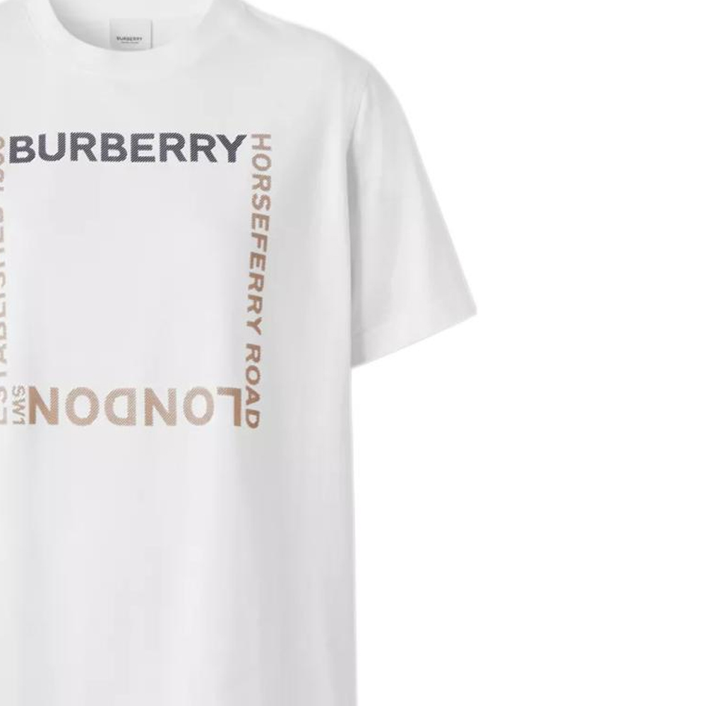 Burberry SS22 Square Print Cotton Short Sleeve Unisex T-Shirt White. 80644731 圖 7