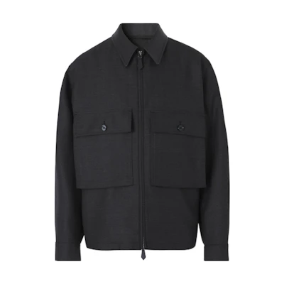 Burberry SS22 Storm Gray Solid Color Long Sleeve Pocket Jacket for Men 80487061