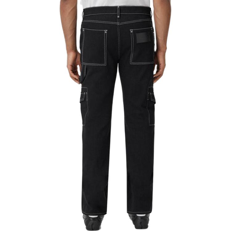 Shop Burberry SS22 Straight Leg Contrast Stitch Jeans Black 80492961