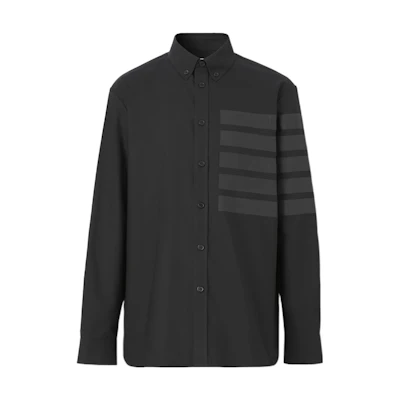 Burberry SS22 Striped Collar Long Sleeve Button-Up Shirt Black Menswear 80503691