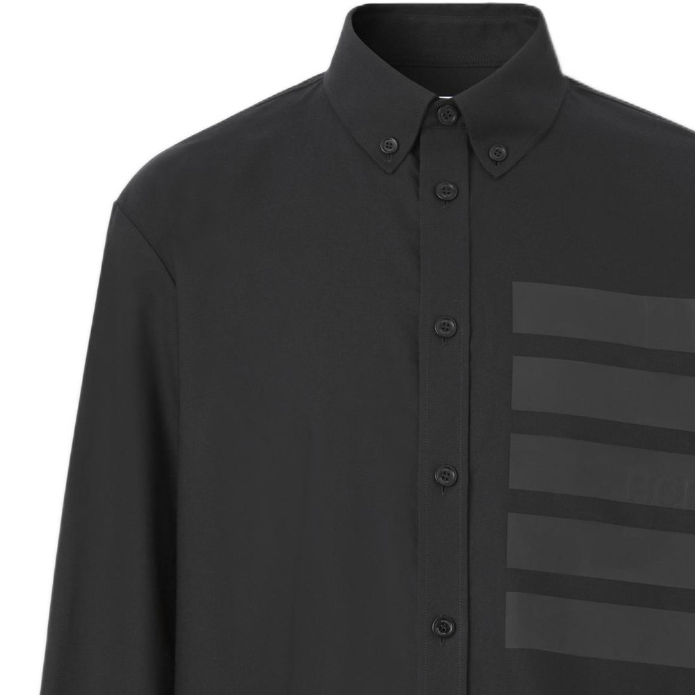 Burberry SS22 Striped Collar Long Sleeve Button-Up Shirt Black Menswear 80503691 圖 6