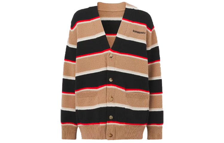 Burberry SS22 Striped Logo Knit Long Sleeve Sweater Men’s Camel Brown. 80502611 圖 2