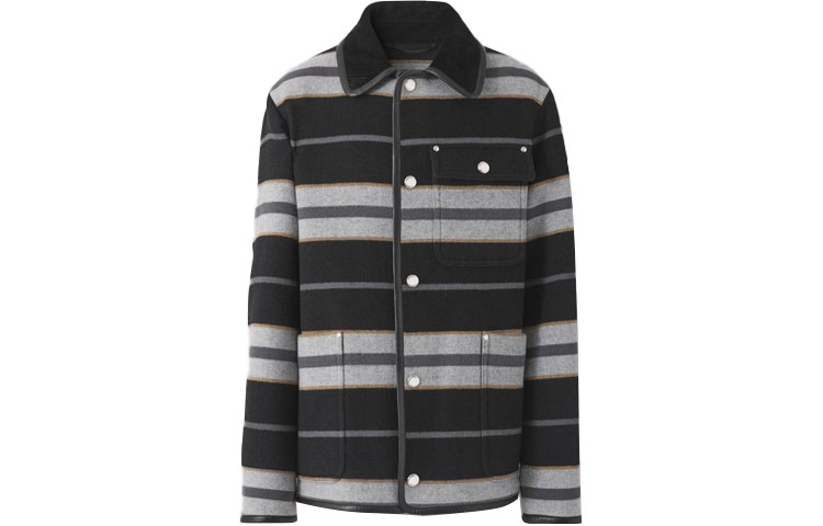 Burberry SS22 Striped Wool Jacket Black 80477831