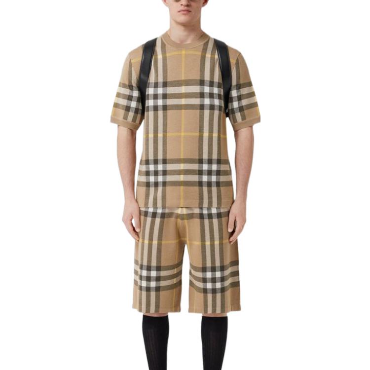 Shop Burberry SS22 松露格紋提花羊毛針織毛衣上衣. 80549171