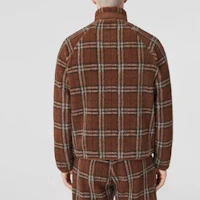 Shop Burberry SS22 Jaket Fleece Pria Panel Vintage Check Deep Birch Brown. 80478681