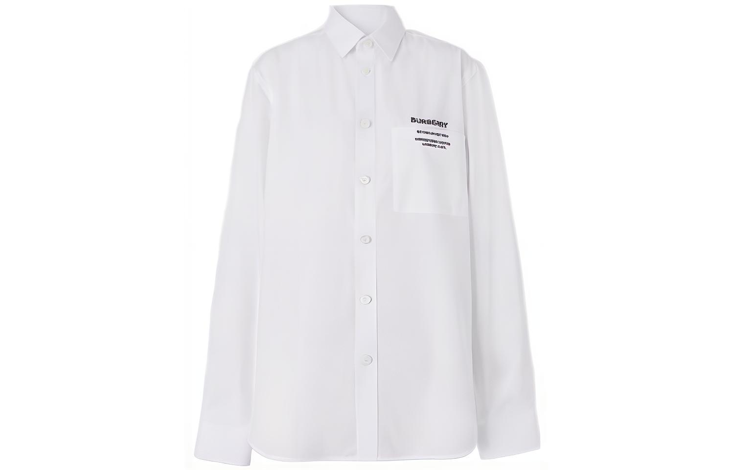 Burberry SS22 White Logo Print Pocket Button-Up Long Sleeve Shirt Men. 80502631 圖 2