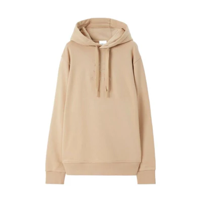 Burberry SS23 Beige Hoodie with Solid Color and Logo Embroidery. 80727461