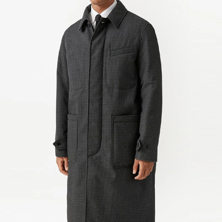 Burberry SS23  Black Check Print Single-Breasted Pocket Coat 80637721 圖 5