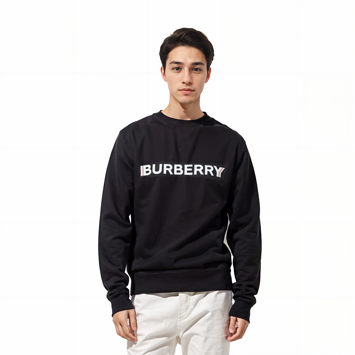 Shop Burberry SS23 黑色字母印花圆领卫衣. 80526591