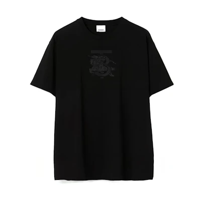 Burberry SS23 Black Crewneck T-Shirt with Horse Logo Print. 80697621