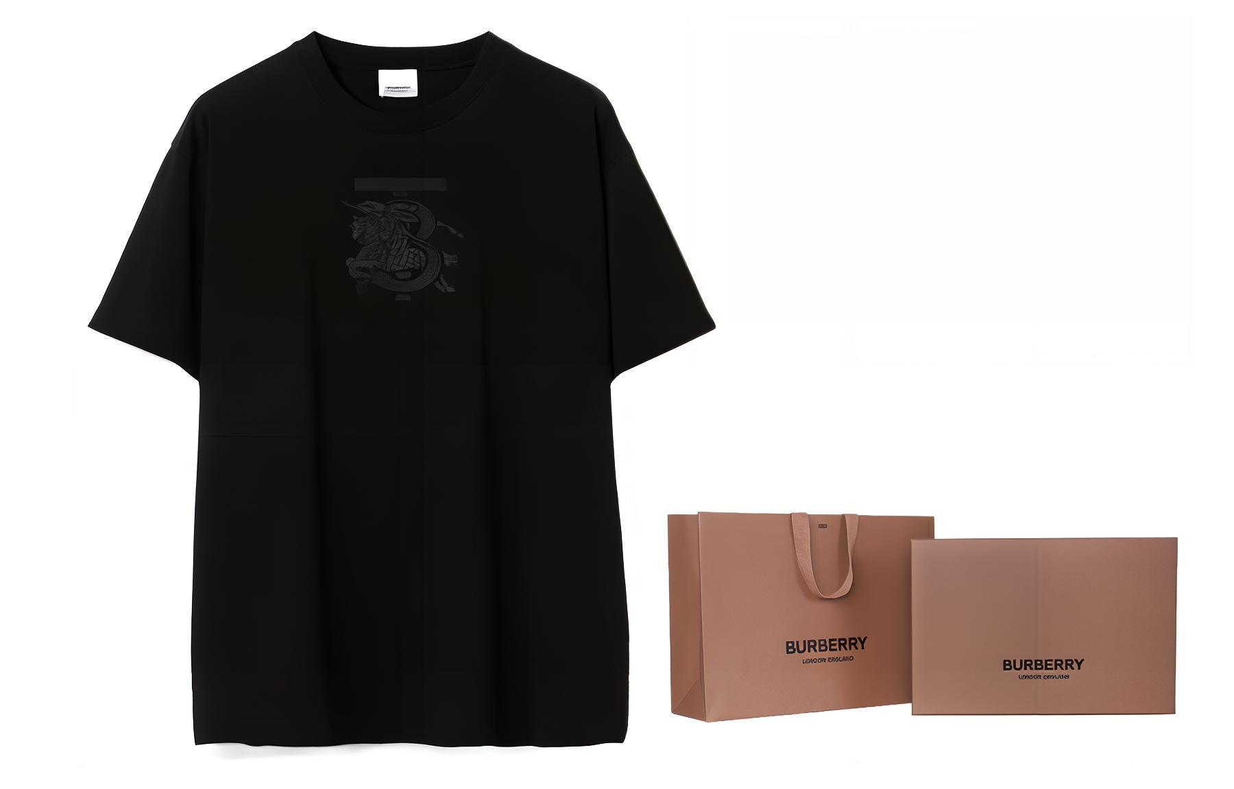 Burberry SS23  Black Crewneck T-Shirt with Horse Logo Print. 80697621 圖 8