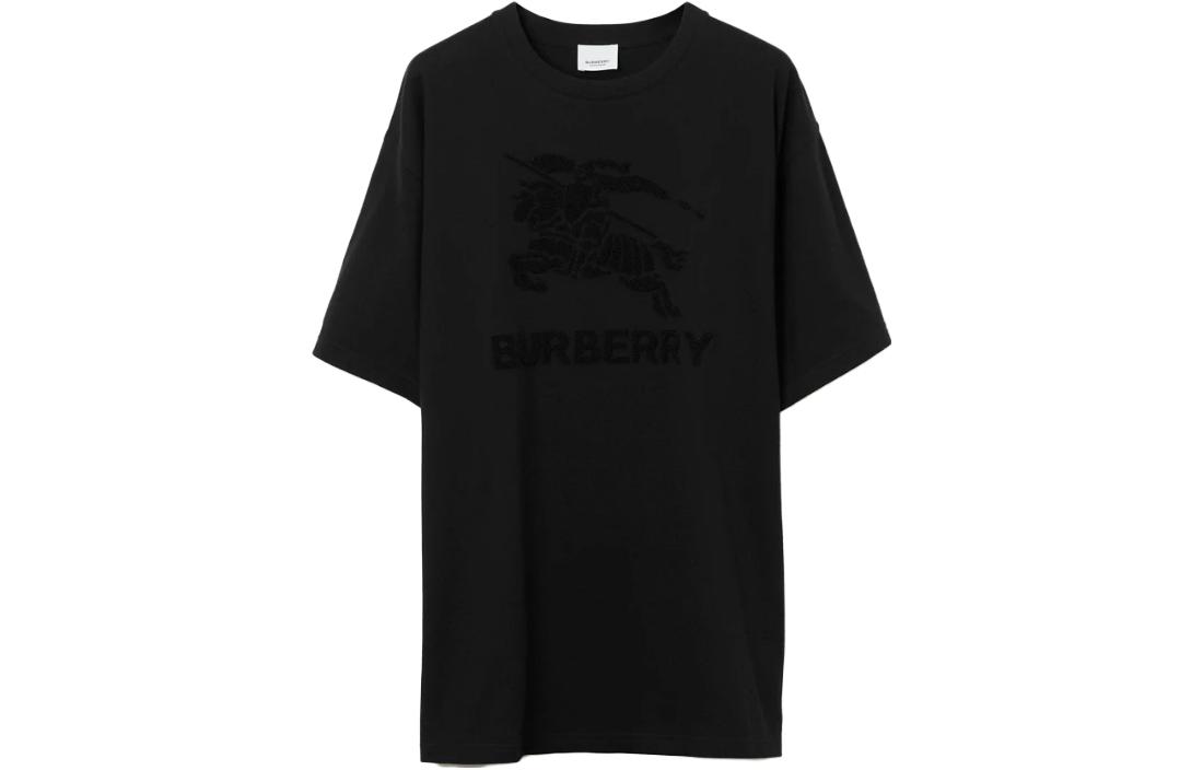 Burberry SS23  Black Crewneck T-Shirt with Solid Color Logo Print. 80714571