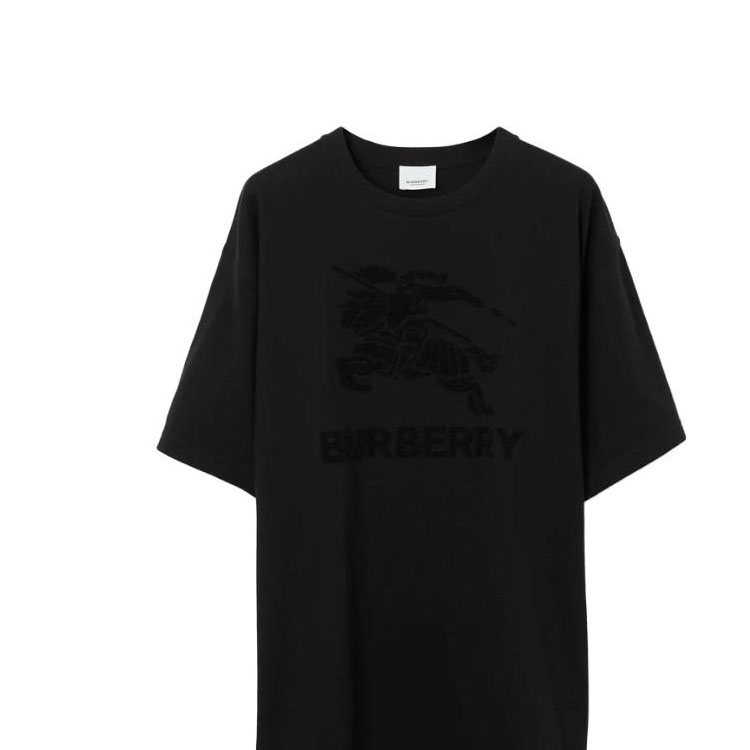 Details for Burberry SS23  Black Crewneck T-Shirt with Solid Color Logo Print. 80714571