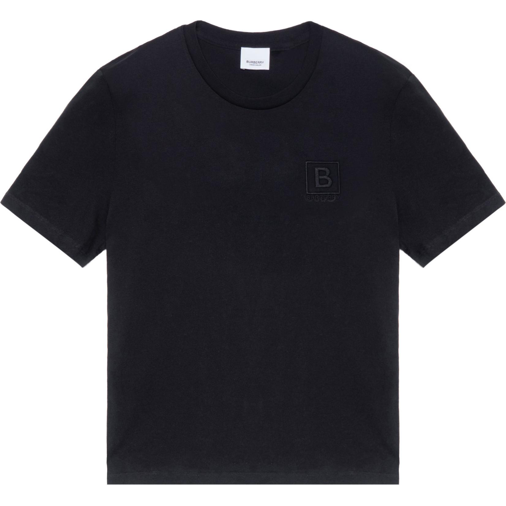 Order バーバリー SS23 ブラック クルーネック Tシャツ ソリッドロゴ刺繍 80695331