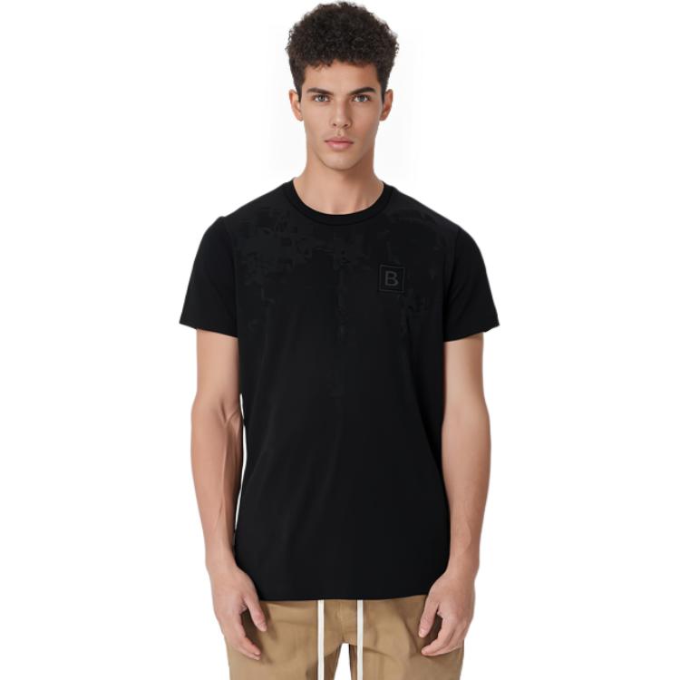 Sizing バーバリー SS23 ブラック クルーネック Tシャツ ソリッドロゴ刺繍 80695331