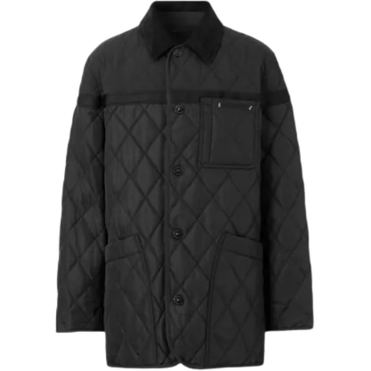Burberry SS23  Black Diamond Quilted Long Sleeve Jacket Coat. 80616701