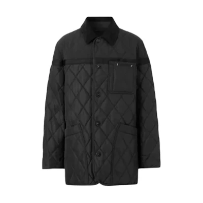 Burberry SS23 Black Diamond Quilted Long Sleeve Jacket Coat. 80616701