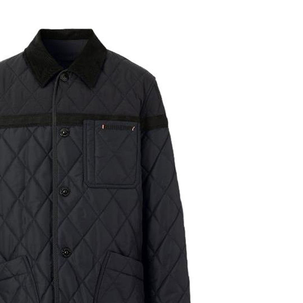 Shop 버버리 SS23 블랙 다이아몬드 퀼팅 긴팔 재킷 코트. 80616701