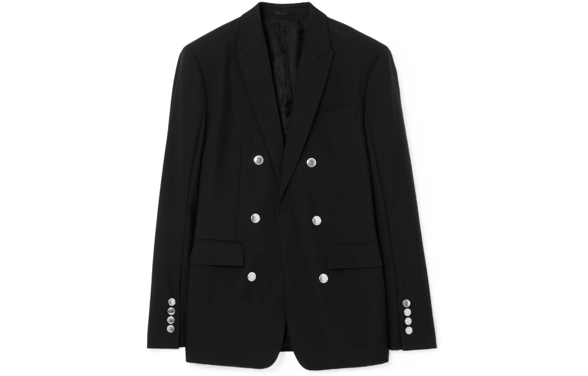 Burberry SS23  Black Double-Breasted Long Sleeve Blazer 80701611
